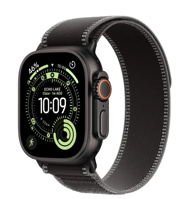 Watch Ultra 3 GPS + Cellular koperta 49 mm z tytanu w kolorze czarnym, opaska Trail w kolorze czarnym/węgla drzewnego - rozmiar M/L