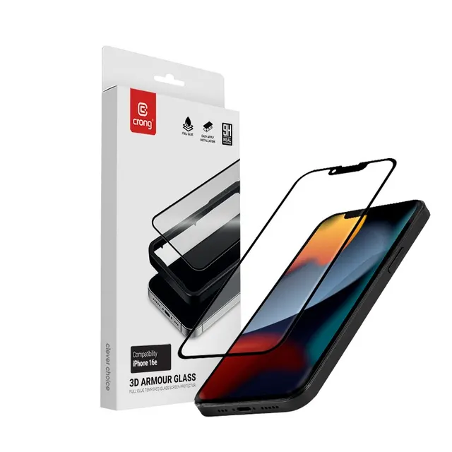Szkło hartowane 3D Armour Glass iPhone 17e / 16e / 14 / 13 / 13 Pro + ramka instalacyjna