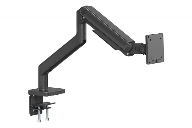 Ramię biurkowe pojedyncze DIGITUS z zaciskiem i sprężyną mechaniczną 1xLCD max. 49" 20kg, VESA: 75x75, 100x100, czarne