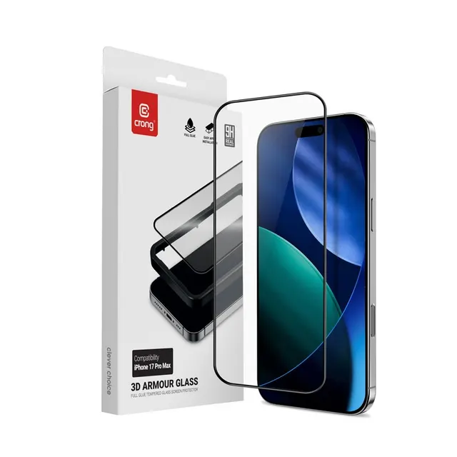 3D Armour Glass - Szkło hartowane iPhone 18 Pro Max / 17 Pro Max + ramka instalacyjna