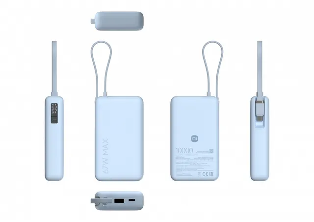 Powerbank Xiaomi 67W 10000mAh USB-A 2xUSB-C wbudowany kabel Ice Blue