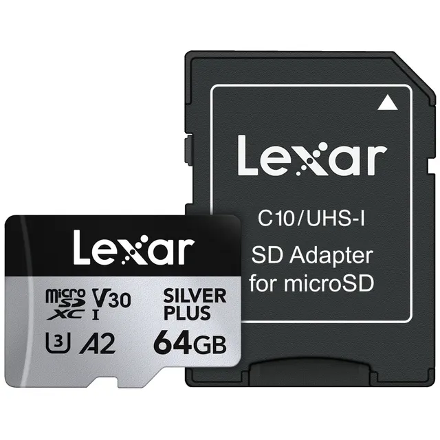 Karta pamięci Lexar microSDXC Silver Plus 64GB V30 UHS-I U3 A2 205/100MB/s