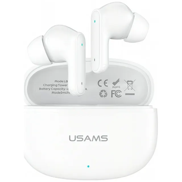 Słuchawki z mikrofonem Usams E05 TWS Bluetooth 5.0+ stacja dokująca - białe