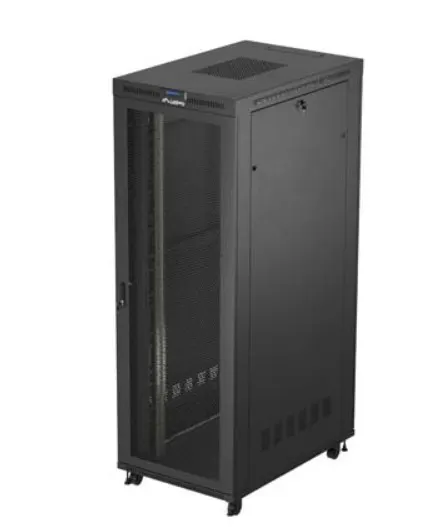 Szafa instalacyjna Rack stojąca 19" 47U 800x1200 czarna drzwi perforowane LCD Lanberg (flat pack) V2