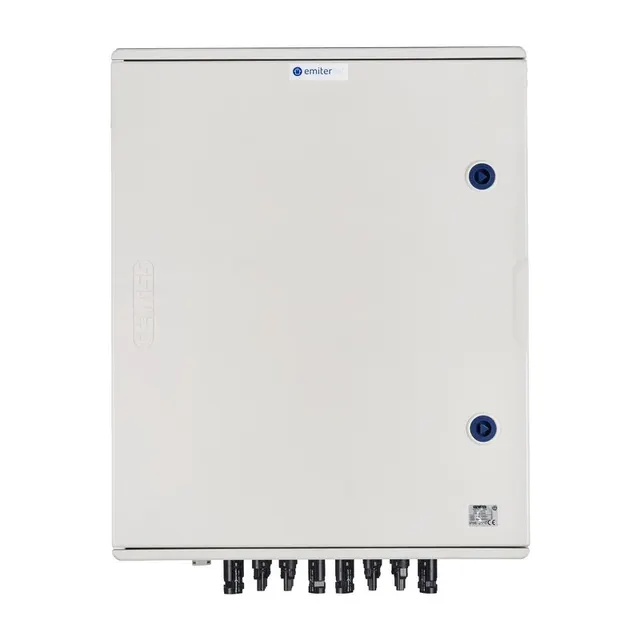 Rozdzielnica przył. DCAC hermetyczna IP66 EMITER z ogranicznikiem przepięć DC Dehn 1000V typu 2 6 x łańcuch PV 6 x MPPT // ogr. AC Dehn typ 2 100A 3-F FR 100A syg. faz + gniazdko