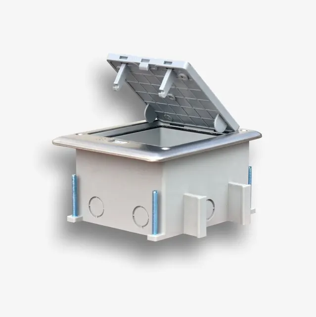 Box podłogowy 6M IP66 - puszka podłogowa do montażu gniazd standardu 22 5x45 mm (45x45 mm) uchylna