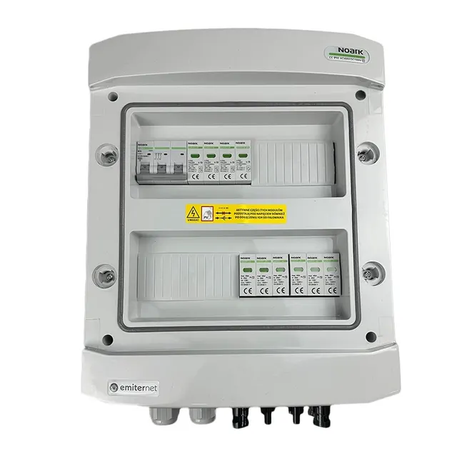 Rozdzielnica przył. DCAC hermetyczna IP65 EMITER z ogranicznikiem przepięć DC Noark 1000V typu 2 2 x łańcuch PV 2 x MPPT // ogr. AC Noark typ 2 10A 3-F