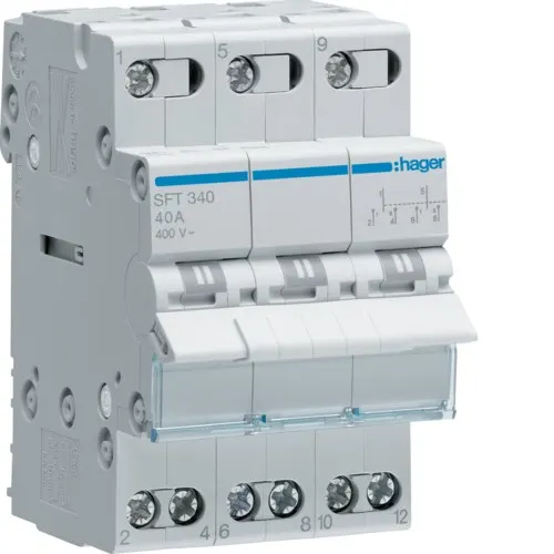 SFT340 PRZEŁĄCZNIK ZASILANIA 40A 3P I-0-II 3M 400V AC PRZYŁĄCZE GÓRNE