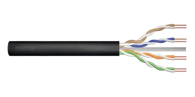 Kabel instalacyjny zewnętrzny żelowany DIGITUS kat.6 U/UTP AWG 23/1 PE 305m czarny szpula