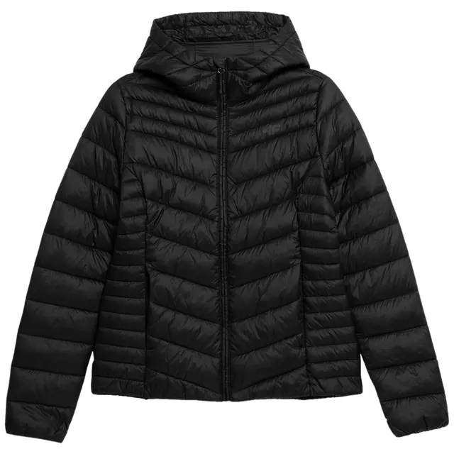 Kurtka damska puchowa 4F F095 głęboka czerń 4FSS23TDJAF095 20S, głęboka czerń, rozmiar L