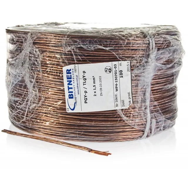 PRZEWÓD GŁOŚNIKOWY BITNER BiTsound PGY-p (TLgY) 2x1 5mm ROLKA 100m.