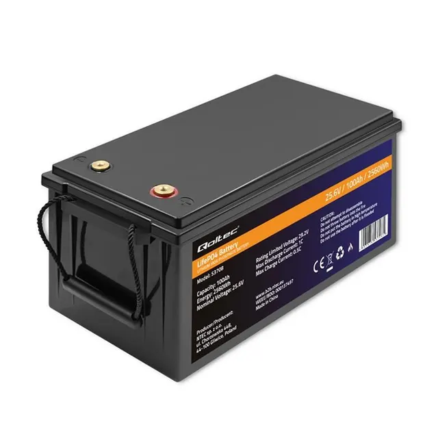 Qoltec Akumulator LiFePO4 Litowo-Żelazowo-Fosforanowy 25.6V 100Ah 2560Wh BMS