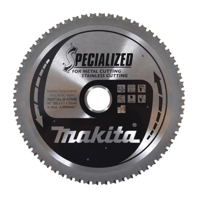 Makita Piła Tarczaowa 150x20x60z do metalu / stali nierdzewnej (DCS551/DCS53)