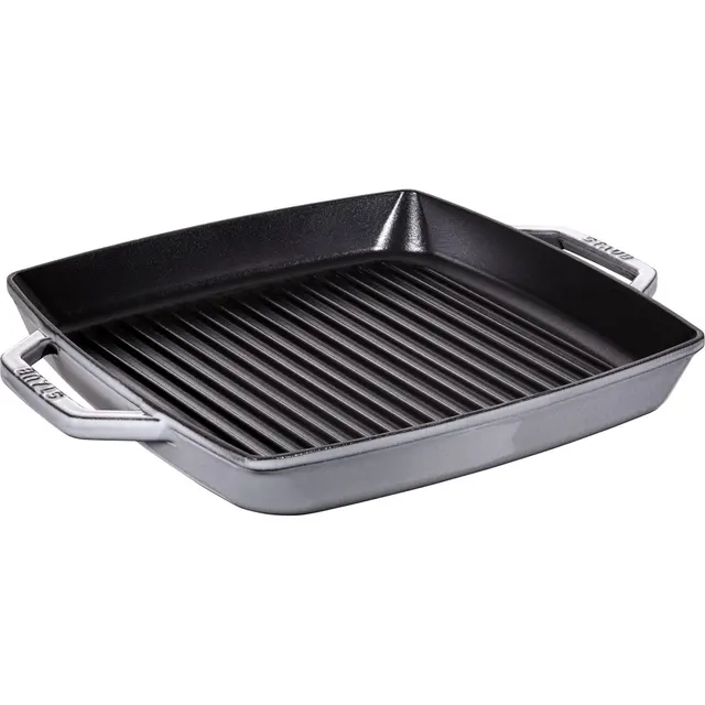 STAUB Kwadratowa patelnia żeliwna grillowa z dwoma uchwytami 33 cm grafit 40511-785-0