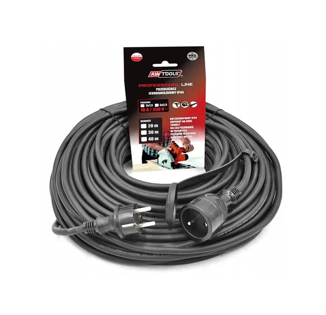 AWTOOLS PRZEDŁUŻACZ PROFESJONALNY 30m 3x1 5mm /IP44 16A/4000W