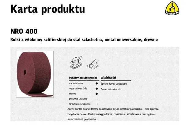 KLINGSPOR ROLKA Z WŁÓKNINY 150mm NRO 400 /10mb *