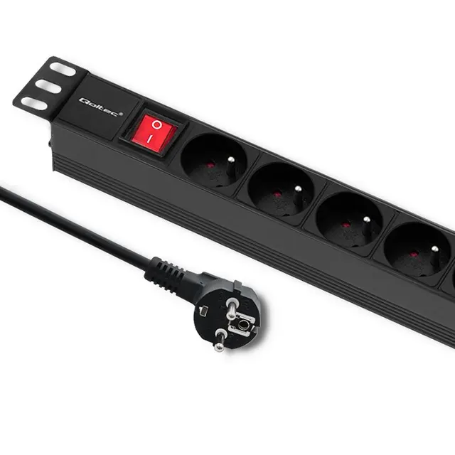 Qoltec Listwa zasilająca PDU do RACK 19'', 1U, 16A, 8xFRENCH, 2m