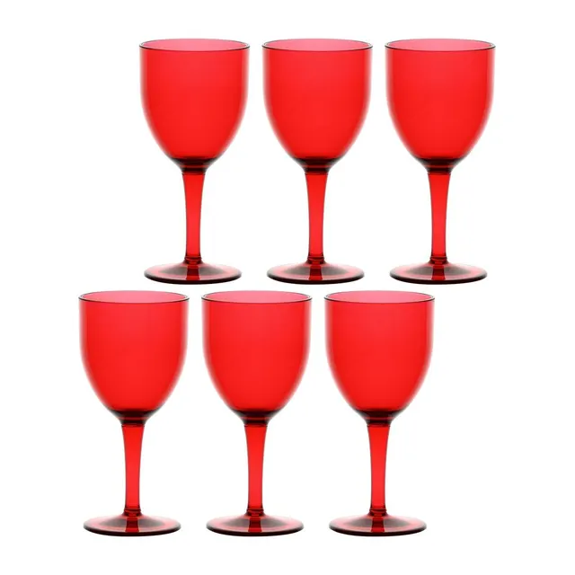 ROSE&TULIPANI FIABA Zestaw 6 akrylowych kieliszków do wina 400 ml czerwony