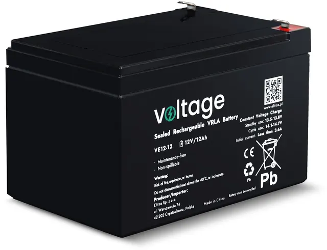 Akumulator AGM Voltage 12V 12Ah VE12-12 (Żywotność 6-9 lat)