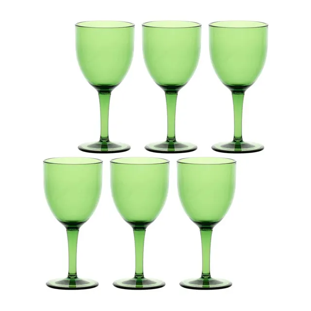 Zestaw 6 akrylowych kieliszków do wina 400 ml zielony
