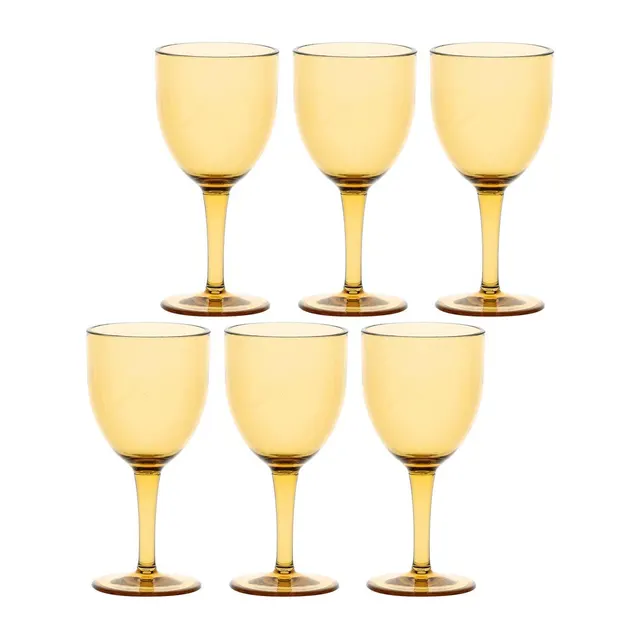 ROSE&TULIPANI FIABA Zestaw 6 akrylowych kieliszków do wina 400 ml bursztynowy