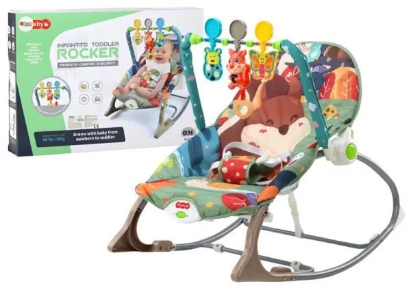 Bujaczek/Krzesełko/Leżaczek 2w1 LEAN TOYS 17672 Lisek Wibracja Dźwięk