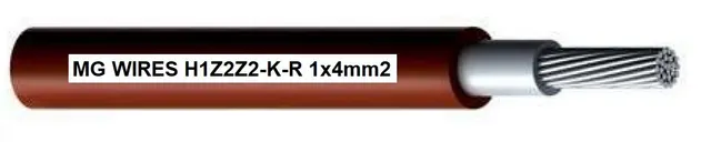 Przewód fotowoltaiczny // MG Wires // 1x4mm2 0 6/1kV czerwony H1Z2Z2-K-R-4mm2 RD opakowanie 100m