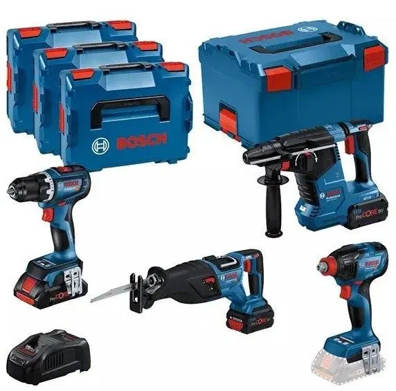 BOSCH.ZESTAW COMBO 18V (GSR 18V-90C +GDX 18V-210C +GBH 18V-24C +GSA 18V-28) 1xPC4 0Ah 2xPC5 5Ah …