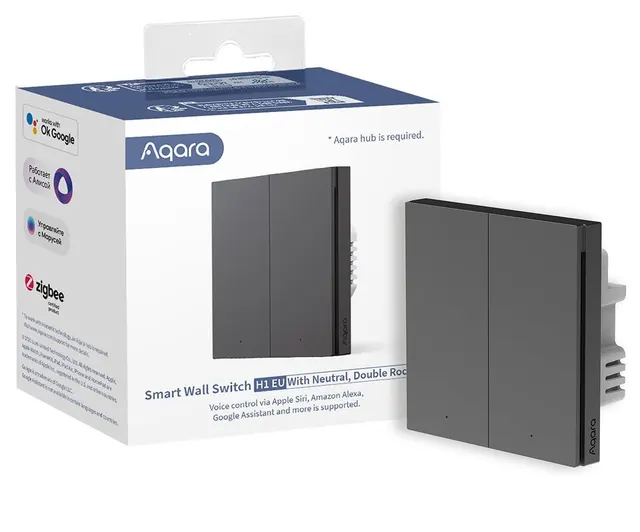 Aqara Smart Wall Switch H1 EU (With Neutral Double Rocker) -Grey włącznik światła