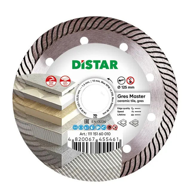 DISTAR TARCZA DIAMENTOWA GRES MASTER 125 x 1 4 x 10 x 22 23mm