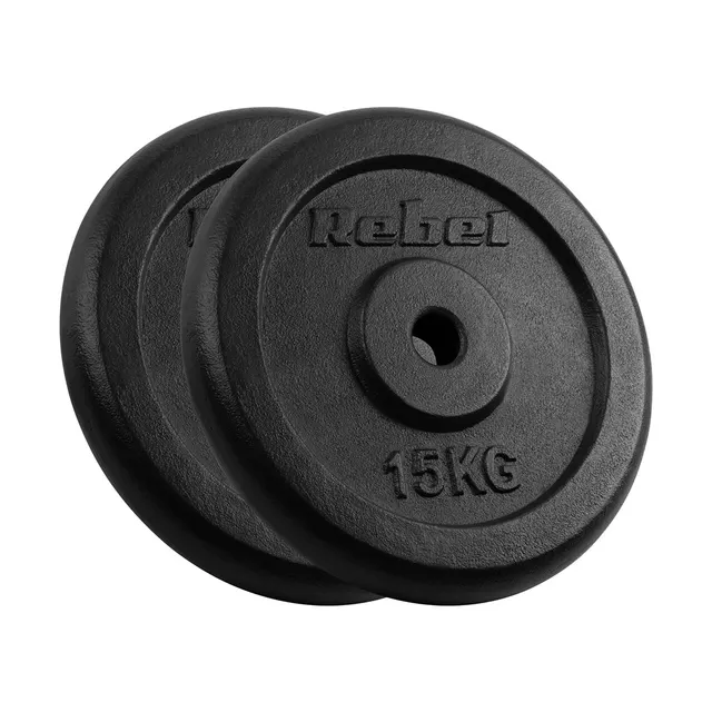 Zestaw obciążeń żeliwnych 2x15kg otwór 31mm talerz klasyczny REBEL ACTIVE