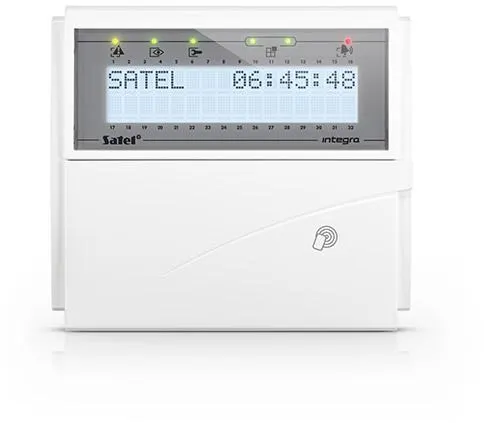 SATEL Manipulator LCD (białe podświetlenie czytnik kart zbliżeniowych 125 kHz) INT-KLCDR-W