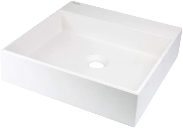 Umywalka granitowa nablatowa z miejscem na baterię - 400x400 mm, alabaster, 40x40 cm, bez maskownicy