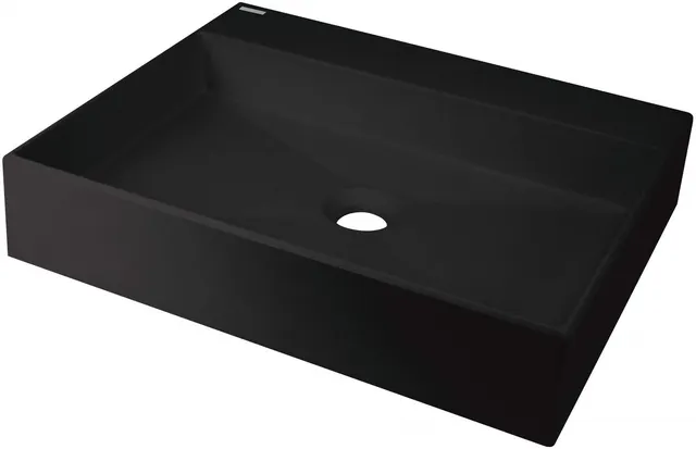 Umywalka granitowa nablatowa z miejscem na baterię - 500x400 mm, czarny, 50x40 cm, bez maskownicy