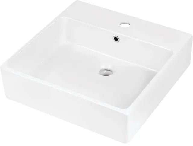 Umywalka ceramiczna Deante TEMISTO CDT_6U5S nablatowa/ścienna z miejscem na baterię - 50x50 cm biała