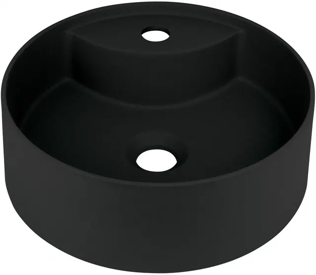 Umywalka granitowa nablatowa z miejscem na baterię, czarny, 40 cm