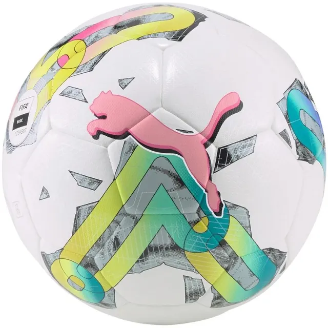 Piłka nożna Puma Orbita 4 HYB FIFA Basic biało-zielono-różowa