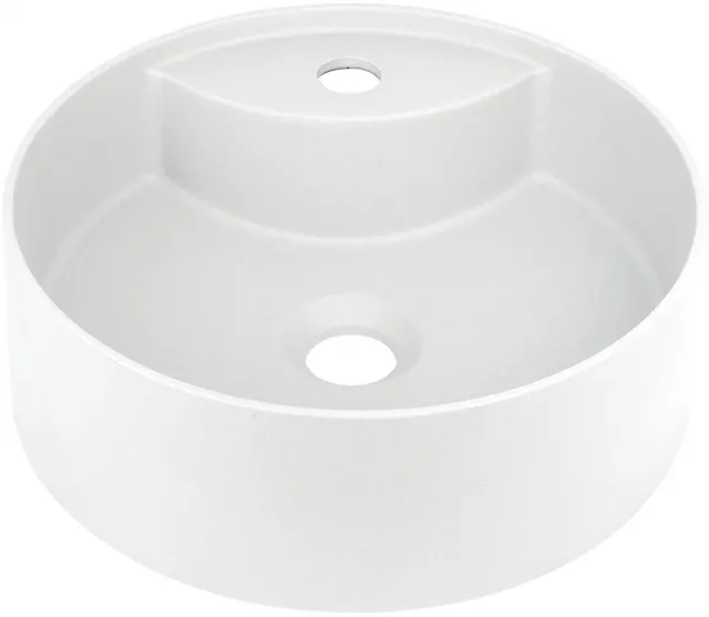 Umywalka granitowa nablatowa z miejscem na baterię, alabaster, 40 cm