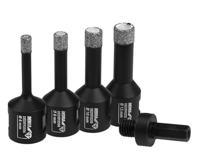 Zestaw koronek diamentowych vacuum brazed 6 8 10 12mm + adapter