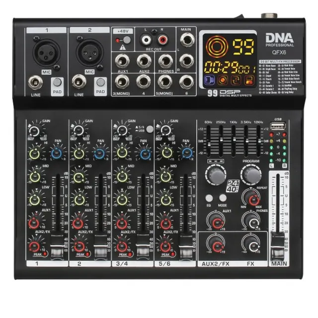 DNA QFX6 analogowy mikser dźwięku 6 kanałów Bluetooth