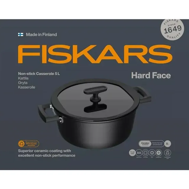 Garnek FS.GARNEK 5L Z POWŁOKĄ NIEPRZYWIERAJĄCĄ I Z POKRYWKĄ HARD FACE