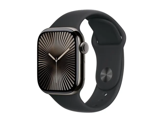Zegarek Apple Watch Series 10 GPS + Cellular 42mm Slate Titanium Case z Czarną Sportową Opaską - M/L