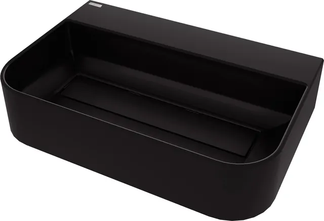Umywalka granitowa nablatowa z miejscem na baterię - z maskownicą, czarny, 60 cm
