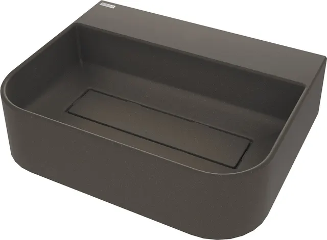 Umywalka granitowa nablatowa z miejscem na baterię - z maskownicą, antracyt metalik, 50 cm