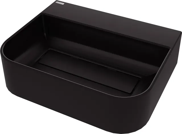 Umywalka granitowa nablatowa z miejscem na baterię - z maskownicą, czarny, 50 cm