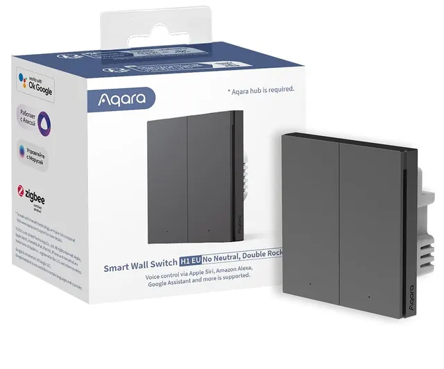 Aqara Smart Wall Switch H1 EU (No Neutral Double Rocker) -Grey włącznik światła