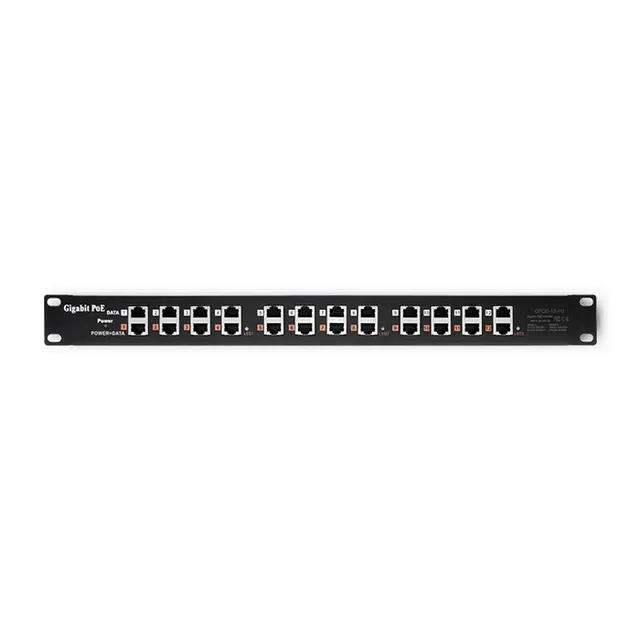 QOLTEC PATCH PANEL RACK, 12 PORTÓW, POE, CZARNY