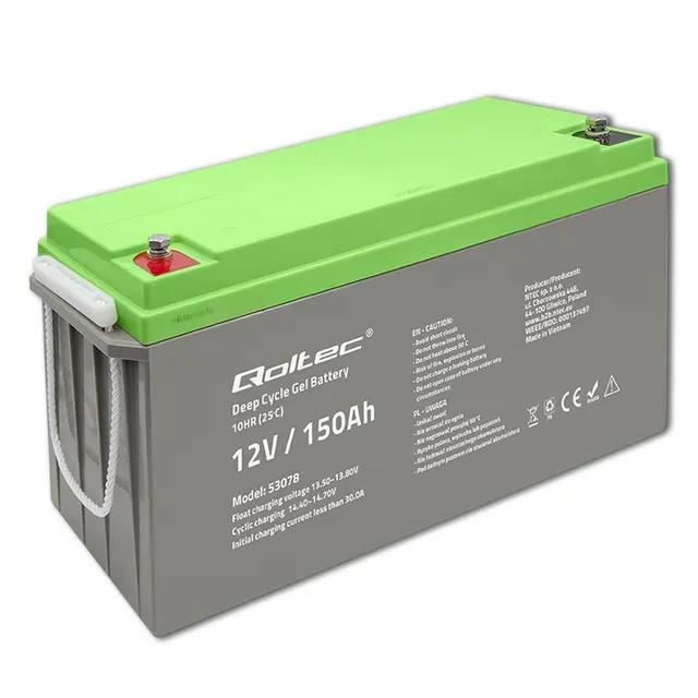 Qoltec Akumulator żelowy Deep Cycle, 12V, 150Ah, 44.5kg