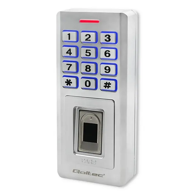 QOLTEC ZAMEK SZYFROWY OBERON Z CZYTNIKIEM LINII PAPILARNYCH, RFID, KOD, KARTA, BRELOK, DZWONEK, IP68, EM
