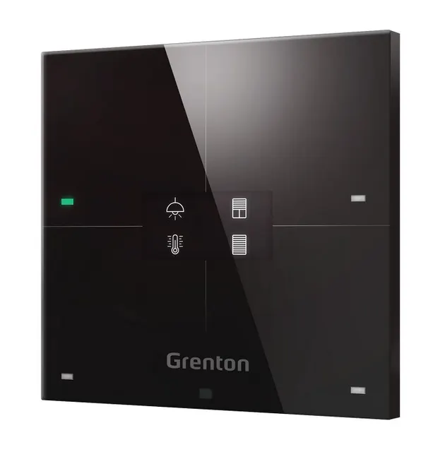 Grenton Smart panel/ 4 pola dotykowe/ wyświetlacz OLED/ Wi-Fi/ czarny szklany front